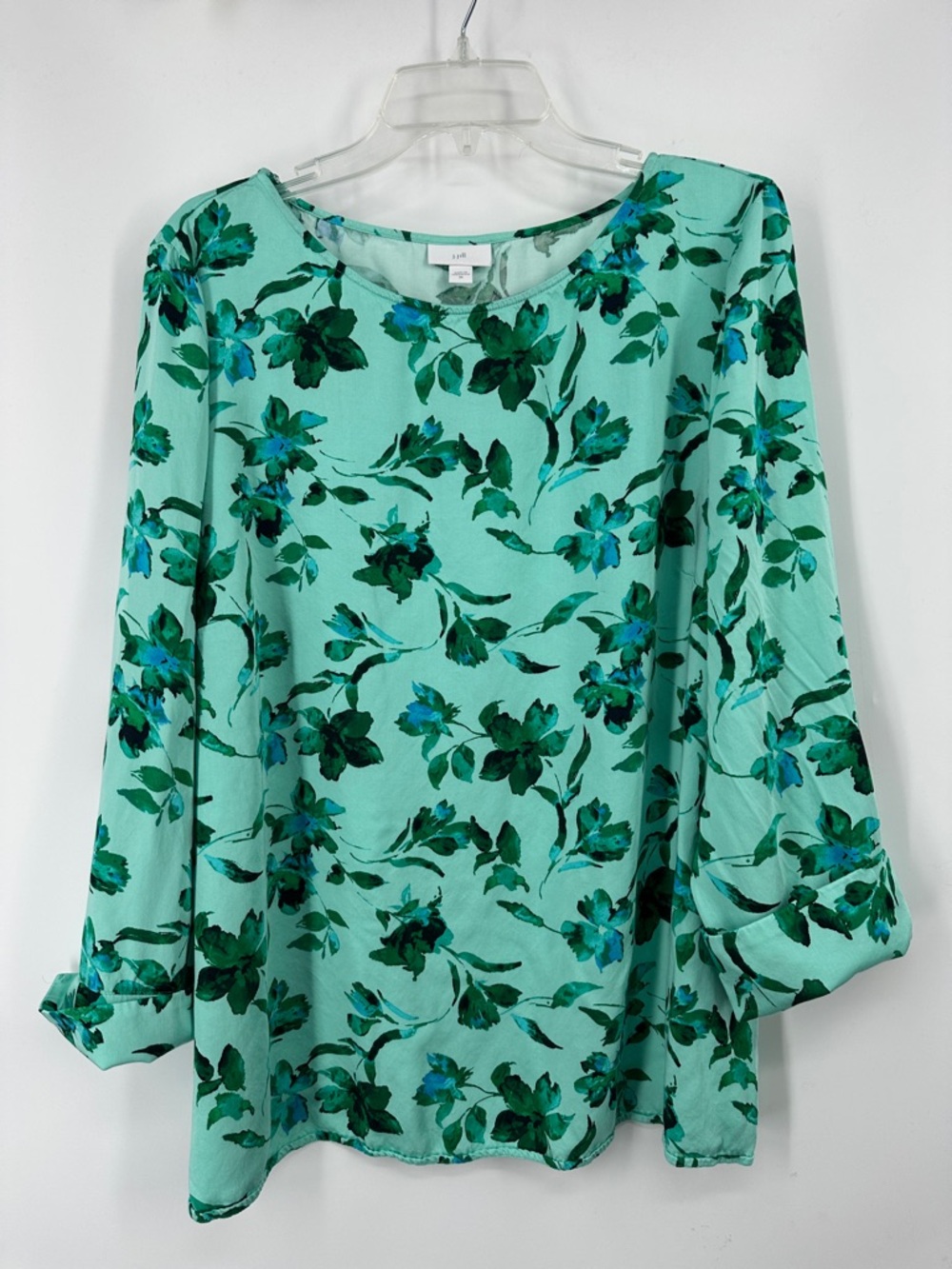 J. Jill Mint Green Floral Long-Sleeve Blouse